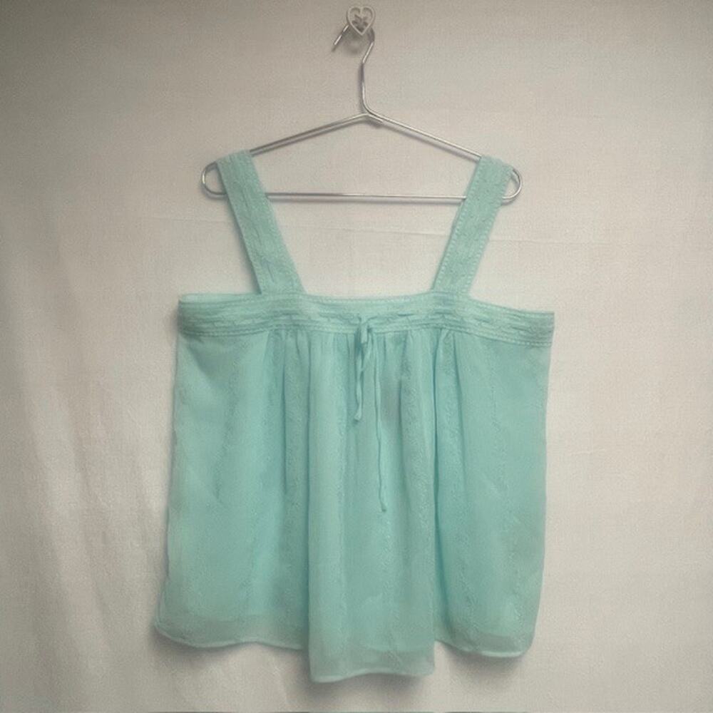 Torrid NWT Embroidered Crinkle Chiffon Crochet Women's Lace Tank Top Teal SZ O